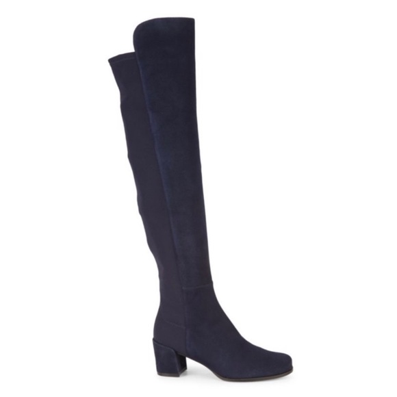 Stuart Weitzman NEW 5050 City Block Over the Knee Blue Suede Size 4.5 US 35 EU - Picture 1 of 10